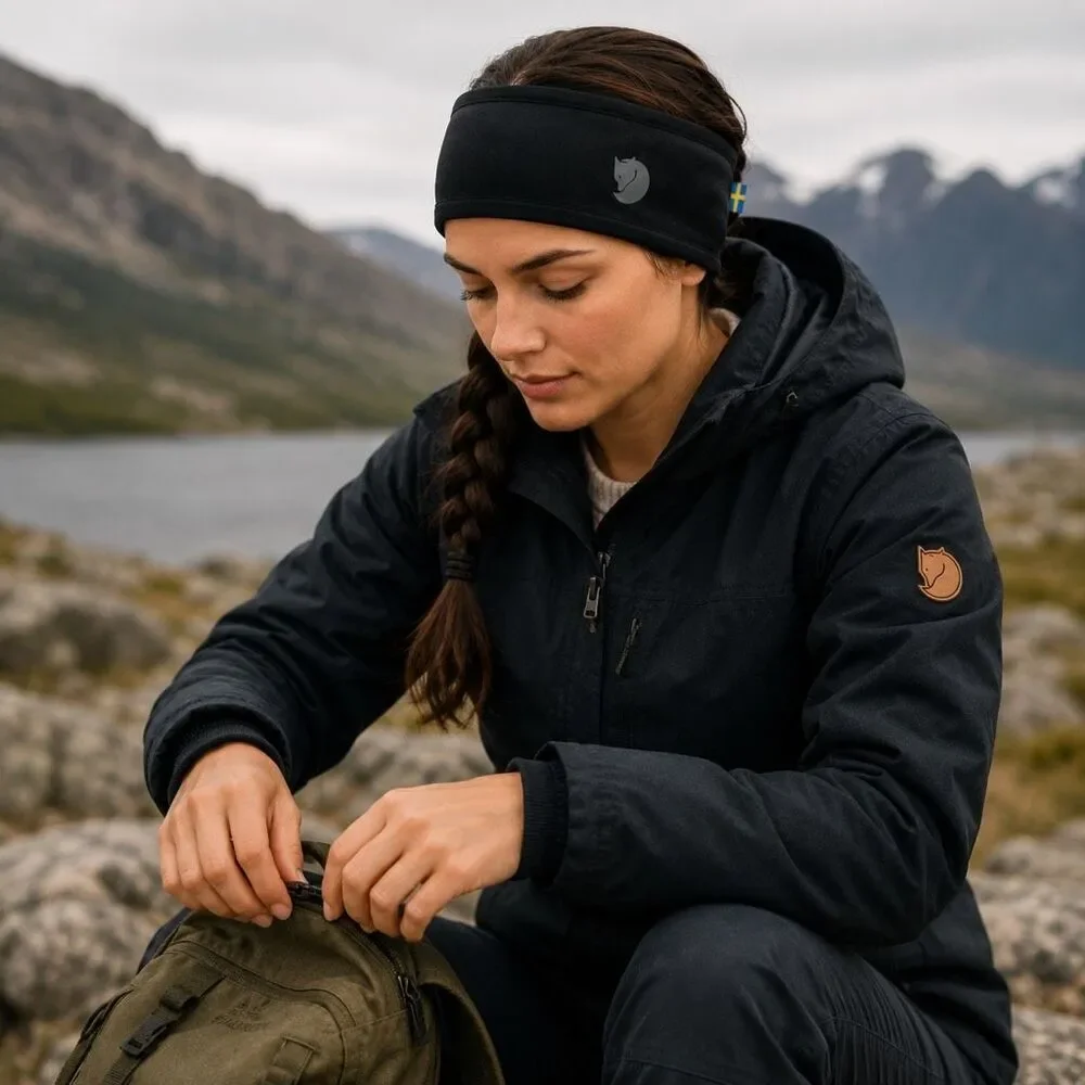 Fjallraven Abisko Värm Black Insulated Stretch Headband NWT Unisex